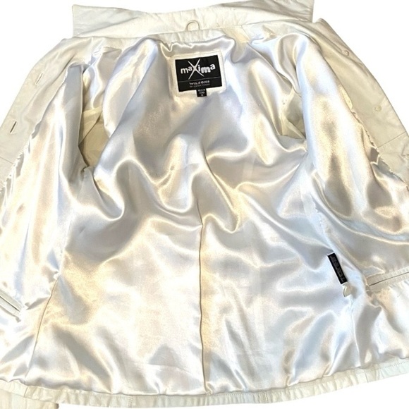 Wilsons Maxima White Leather Jacket Western Country Festive Button Blazer - Picture 11 of 15
